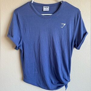 Gymshark Asymmetrical Split Side Knot Tie Women’s Blue/Purple Shirt Size Medium